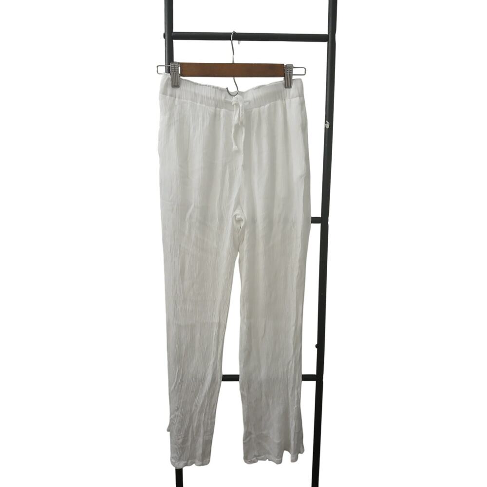 Charlotte Russe White Easy Slip on Pants Pockets Elastic Waist Drawstring S